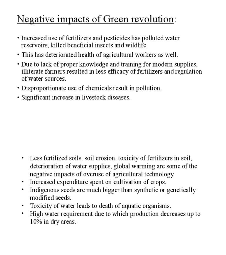 Negative Impacts Of Green Revolution | Pdf