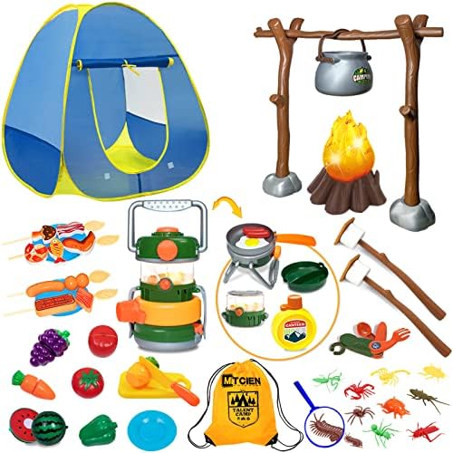 Amazon.Com: Mitcien Kids Play Tent With Campfire, Toddlers Camping Set, Oil  Lantern With Sound, Cut Up Fruits, Marshmallow, Skewers, Pretend Camping  Toys For 3 4 5 6+ Year Old Boys And Girls :