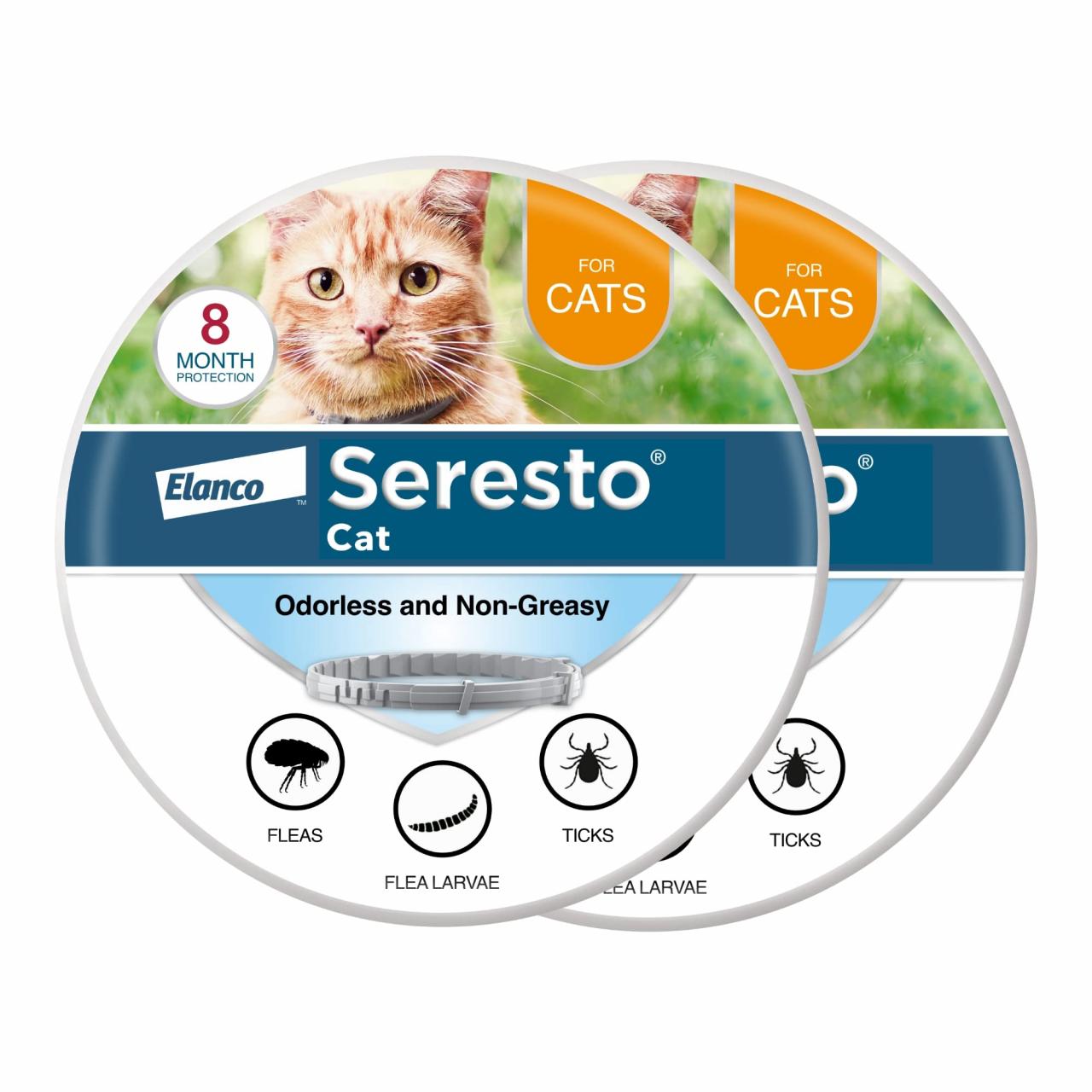 Amazon.Com : Seresto Cat Vet-Recommended Flea & Tick Treatment & Prevention  Collar For Cats, 8 Months Protection | 2-Pack : Pet Supplies