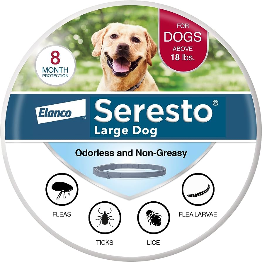 Amazon.Com : Seresto Large Dog Vet-Recommended Flea & Tick Treatment &  Prevention Collar For Dogs Over 18 Lbs. | 8 Months Protection : Pet Flea  And Tick Collars : Pet Supplies