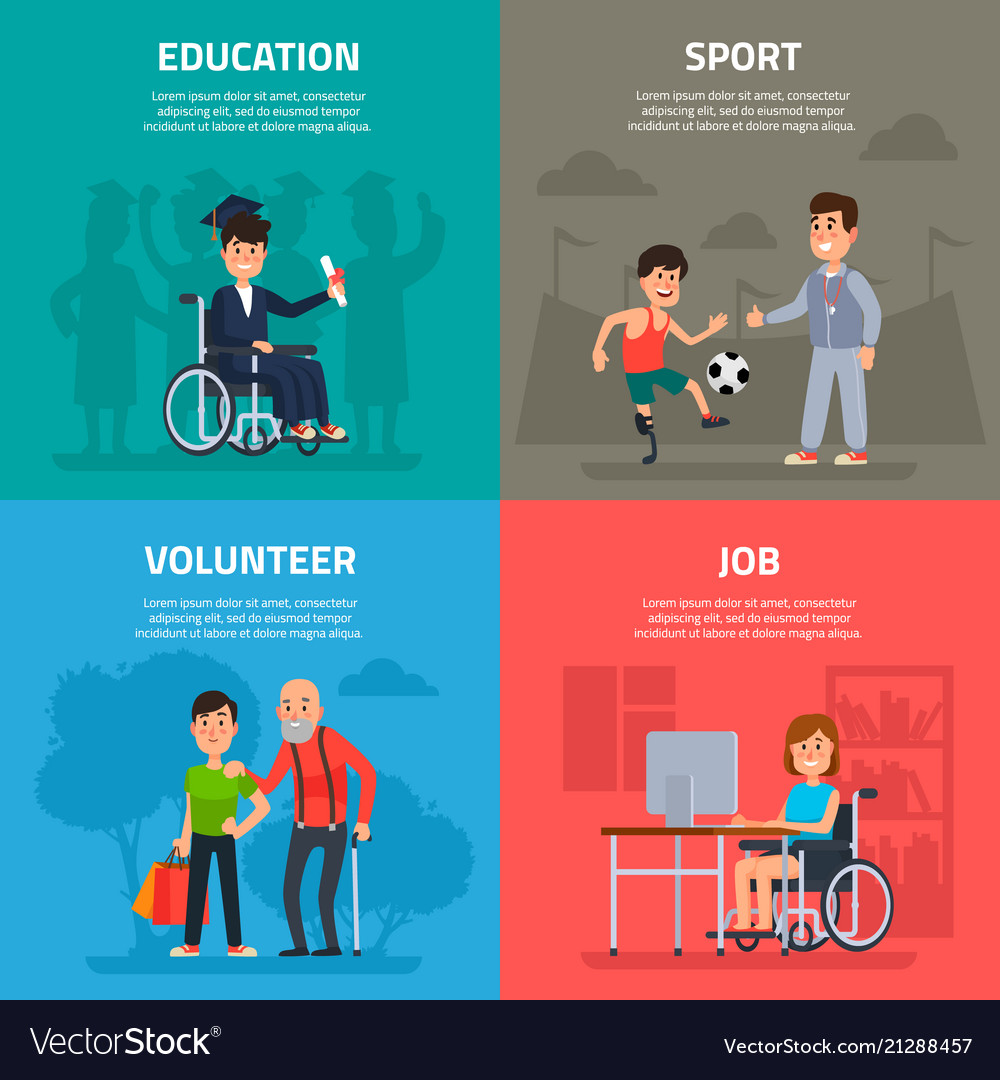 Help Disabled Persons Volunteer Work Sports Vector Image