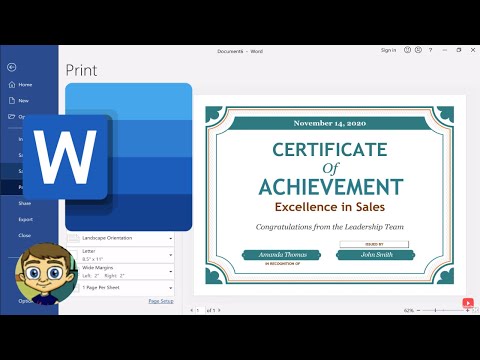 Creating a Certificate in Microsoft Word