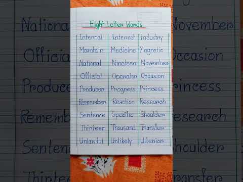 Eight Letter Words in English| Learn vocabulary words| #rhymingwords basic english grammar